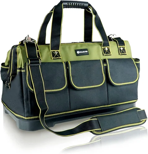 Vista 8 de Bolsa de herramientas de 17 pulgadas para hombres de alta resistencia con base moldeada impermeable, bolsa de gran capacidad de boca ancha, bolsas