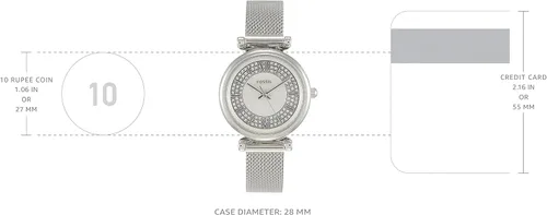 Vista 5 de Fossil Carlie Mini - Reloj casual de cuarzo de acero inoxidable y piel para mujer