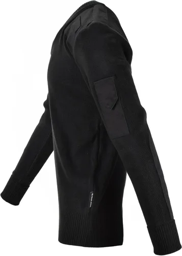 Vista 2 de Suéter de policía británica original negro, cuello en V, manga larga, suéter militar de seguridad