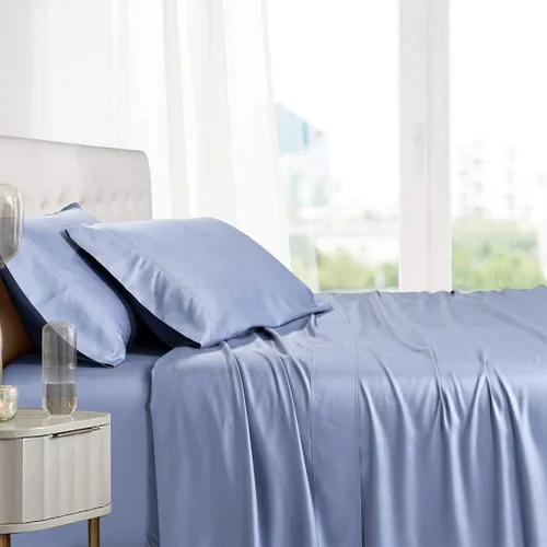 Vista 6 de Royal Hotel Bedding 100% viscosa natural hecha de sábanas de bambú, sábanas refrescantes suaves, sábanas de hotel transpirables y fundas