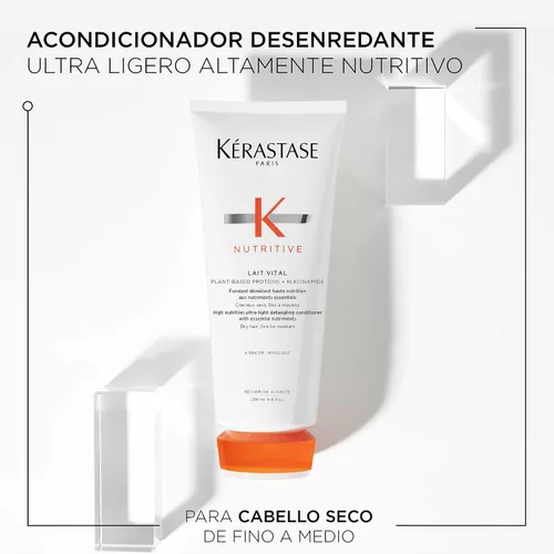 Vista 3 de Kérastase Nutritive Lait Vital Acondicionador Hidratante Para Cabello Fino a Medio Seco - Ilumina el Cabello Brillante y Desenreda Fácilmente, Con