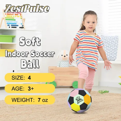 Vista 6 de Balón de fútbol suave para interiores, tamaño 4, divertida pelota silenciosa para niños y adolescentes, entrenamiento de drible en interiores