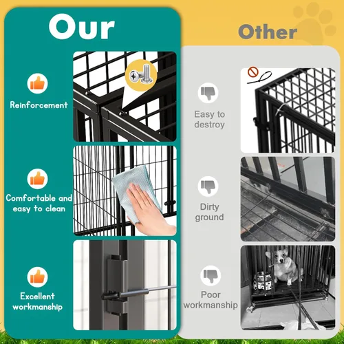 Vista 6 de XPIY Jaula grande para perros – Perrera de metal para perros medianos y pequeños, segura para interiores y exteriores, jaula grande para cachorros