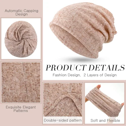 Vista 4 de Gorro holgado para mujer, 5 piezas, turbante, elástico, para el cáncer, gorros, bufanda para dormir