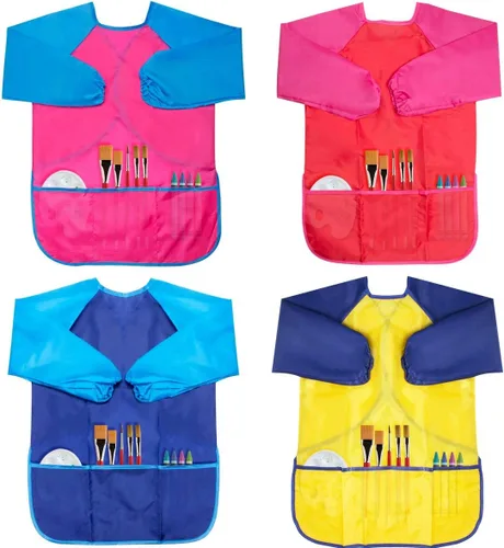 Vista 8 de CUBACO Delantal de pintura para niños, 2 piezas impermeables para niños de 3 a 8 años, delantales para pintar delantales con manga larga