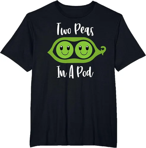 Vista 4 de Two Peas in A Pod Couples Matching Best Friend Cute Veg T-Shirt Baby Blue