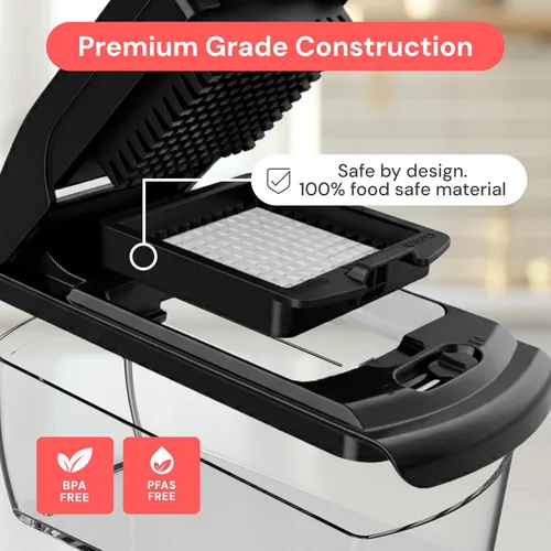 Vista 5 de Fullstar The Original Pro Chopper - Picador de verduras y espiralizador, picador de alimentos con recipiente, rebanador de frutas, accesorios