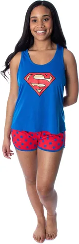 Vista 2 de DC Comics Superman - Conjunto de pijama para mujer con logotipo clásico y espalda cruzada, Superman Logo