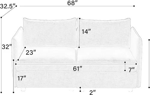 Vista 2 de ERYE Sofá modular de 68 pulgadas con asiento profundo, sofá modular de almacenamiento con respaldo y reposabrazos de combinación gratuita, sofá