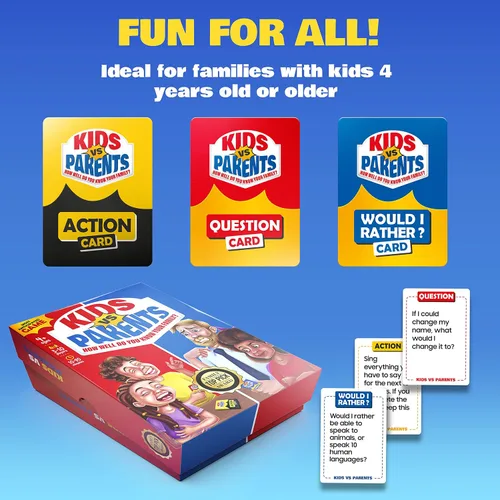 Vista 7 de Kids VS Parents - Un divertido juego familiar con iniciadores de conversación y desafíos divertidos - Juego de cartas para niños, adolescentes