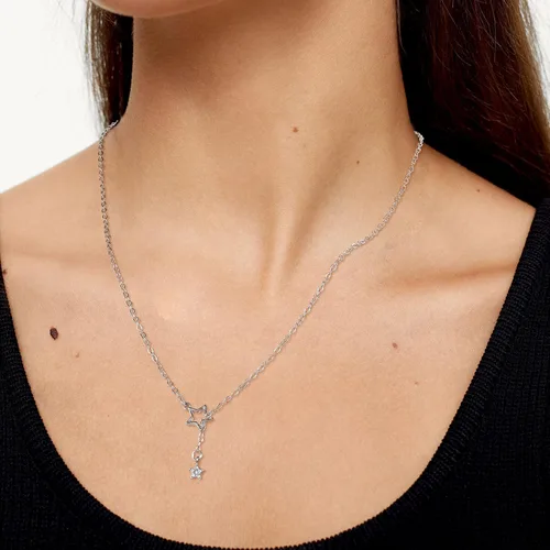 Vista 3 de BUREI Collar de cierre de palanca para mujer, collar de cadena larga, collar de Lariat Y ajustable, collar con colgante de caída larga para niñas