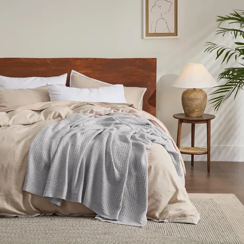 Vista 6 de Bedsure Gentlesoft - Manta de 100 % algodón, tamaño Twin XL, para dormitorio universitario, transpirable y suave, manta Twin de tejido waffle