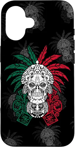 Vista 32 de Aztec Warrior Skull - Funda para iPhone 17, diseño de antepasados mexicanos