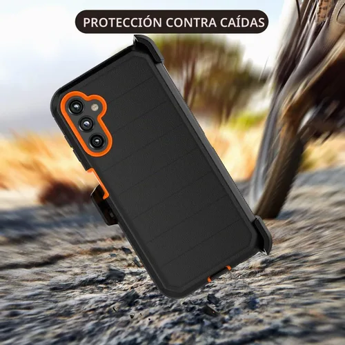Vista 5 de Funda para teléfono Galaxy A14 5G, para Samsung A14 5G con clip para cinturón con [protector de pantalla incorporado] protector de pie resistente a