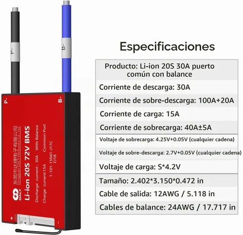 Vista 5 de DALY BMS 72V Li-ion 20S 30A Tablero de protección con cable de equilibrio de puerto común para panel solar autoconstruido, sistema de suministro