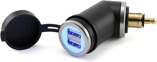 Vista 10 de Cliff Top Cargador USB DIN para motocicleta, adaptador de corriente para motocicleta de 3.3 amperios con enchufe DIN Hella, compatible con BMW