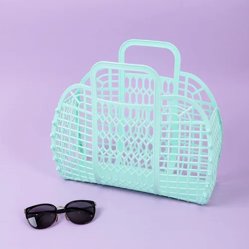 Vista 7 de BABANA Bolsas de gelatina Cesta de regalo reutilizable Bolsa de playa para niñas Niño Bolsa de gelatina para niños, Halloween, novia, cesta
