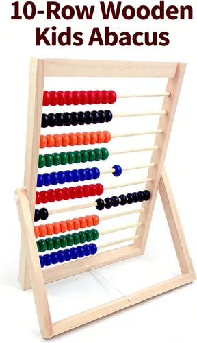 Vista 14 de MAGIKON Marco de números de madera para contar, ábaco de 10 filas para niños que aprenden matemáticas (11-1/2 pulgadas) Wood, 11.5in, 10 rows, 100