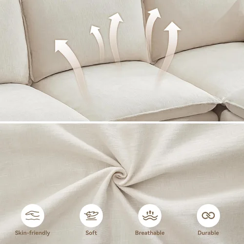 Vista 6 de Otomana cuadrada grande de 27 pulgadas con almacenamiento, reposapiés tapizado moderno con patas antideslizantes para sofá, mesa de café, sala