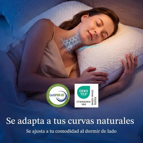 Vista 2 de Side Sleeper Pillow for Neck and Shoulder Support Crescent Design, Standard Almohadas de cama para dolor de cuello y hombros, almohadas curvadas