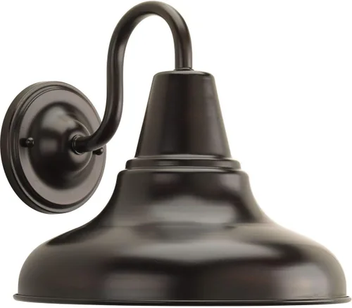 Vista 15 de Progress Lighting District LED Collection - Farol de pared mediana para exteriores, bronce envejecido, pantalla de metal blanco pintado, 1 luz