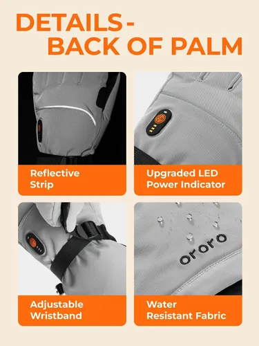 Vista 3 de ORORO Guantes térmicos para mujeres y hombres, guantes de motocicleta con calefacción recargable, guantes de batería para esquí y artritis