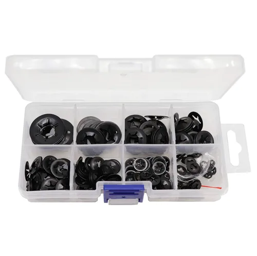 Vista 6 de Kit de surtido de 260 piezas [9 tamaños] de arandelas de seguridad con dientes internos Starlock negras, M2/M2.5/M3/M4/M5/M6/M8/M10/M12