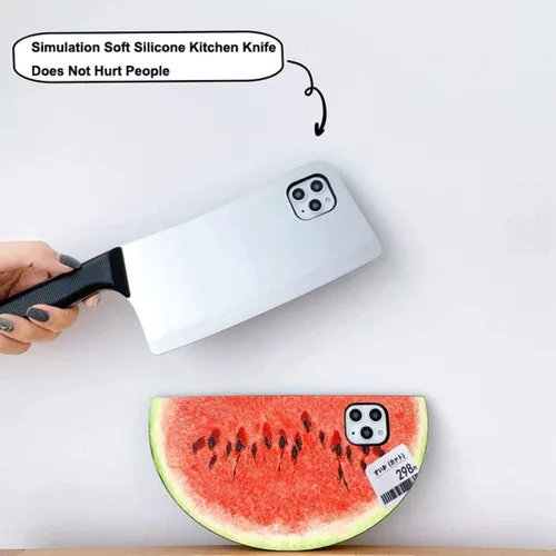 Vista 3 de Prank - Funda de teléfono compatible con Samsung Galaxy A12, funda de goma de silicona suave para cuchillo de cocina, forma de picador, cubierta