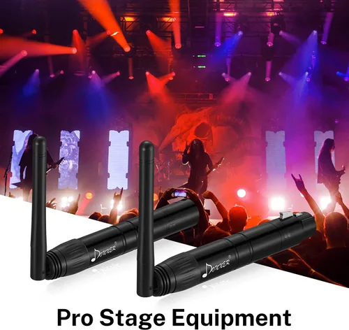 Vista 6 de Donner 2 piezas DMX512 DMX Dfi DJ 2.4G inalámbrico 1 receptor con cúpula de luz y 1 transmisor de control de iluminación para escenario (Negro)