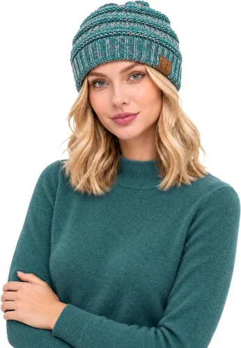 Vista 12 de C.C Exclusives Gorro de Punto de Cable - Gorros Gruesos, Suaves y Cálidos de Punto Grueso Chenille Teniente Mel Gris