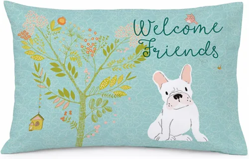 Vista 59 de Caroline's Treasures BB7625PILLOWCASE - Funda de almohada decorativa de tela con texto en inglés "Welcome Friends" Airedale Terrier estándar