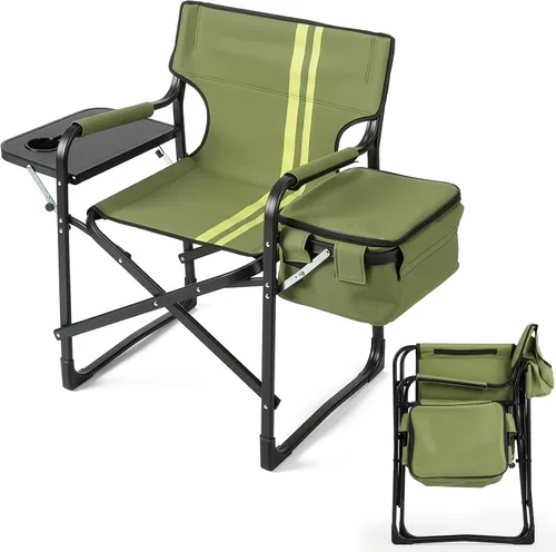 Vista 10 de Vasitelan Silla plegable alta para directores con bolsa de almacenamiento para mesa auxiliar, altura de barra portátil para maquilladores, marco