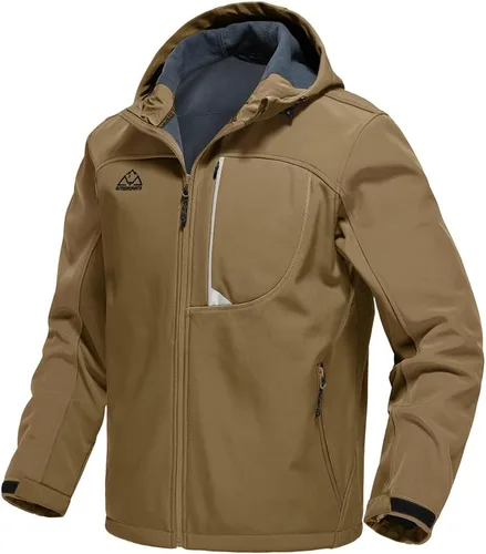 Vista 15 de Gopune Chaqueta Ligera de Carcasa Suave para Hombre con Forro Polar Impermeable con Capucha para Senderismo Chaqueta de Invierno
