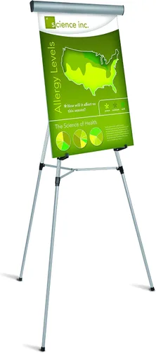 Vista 4 de MasterVision Caballete telescópico resistente de 3 patas, altura ajustable de 37.5 a 69 pulgadas, plateado, FLX05102MV
