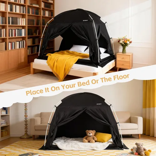 Vista 6 de Carpas de Cama con Dosel - Carpa de Ensueño Privada para Dormir Cómodamente en Interiores, Reductora de Luz y Transpirable, con Carpa de Cama