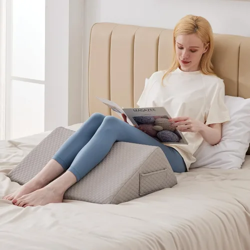 Vista 5 de Ruqmuis Almohada de rodilla para dormir de espalda, almohada de cuña de rodilla de 8 pulgadas para elevar la rodilla, almohada de piernas