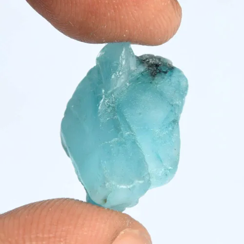 Vista 3 de Gema curativa de cristal de aguamarina natural, 16.00 Ct, piedra aguamarina azul cielo áspero certificada, Gema, Brasil - Aguamarina