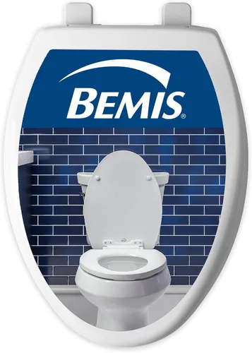 Vista 8 de Bemis Asiento de inodoro redondo de plástico con tapa, blanco