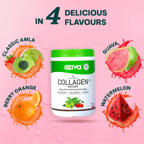 Vista 2 de OZIVA Constructor de colágeno a base de plantas con biotina y sílice, baya de acai, brote de bambú, espino cerval de mar para belleza