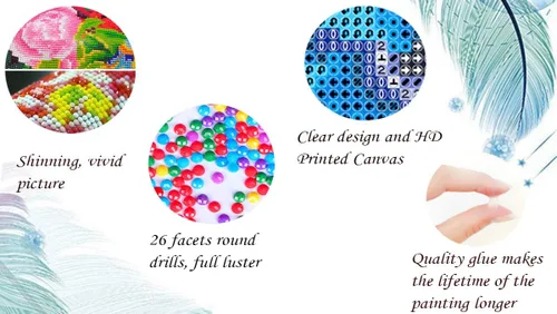Vista 5 de UB - Kit de pintura de diamantes 5D para adultos y niños, arte de diamantes de alpaca, arte de bricolaje, bordado de punto de cruz, manualidades