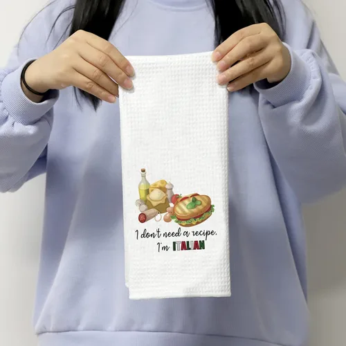 Vista 4 de POFULL Italian Cooks Gift I Don't Need Recipes I'm Italian Dish Towel - Toalla de cocina italiana (I Don't Need a Recipe Towel)