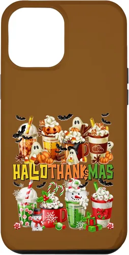 Vista 6 de Funda para taza de café de Navidad para iPhone 15 con diseño de calabaza y especias de Halloween
