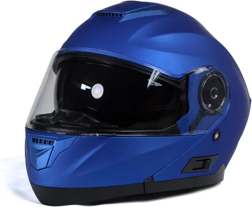 Vista 2 de Milwaukee Helmets MPH9818DOT Breeze - Casco modular de motocicleta avanzado azul con visera desplegable, talla XS