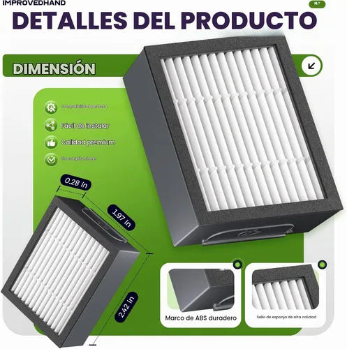 Vista 3 de Improvedhand Filtros de repuesto para i-Robot Roomba E I y J Series i1+ i3 i3+ i4 i5/plus i6 i6+ i7 i7+/plus i8 i8+ E5 E6 E7 piezas de aspiradora