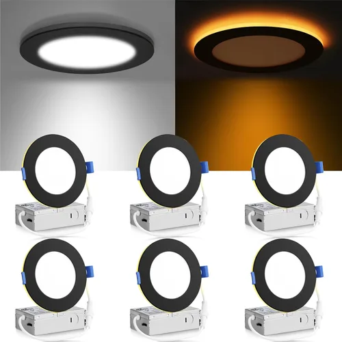 Vista 10 de Meconard Paquete de 6 luces LED empotrables de 4" de 5 CCT con luz nocturna, 2700K/3000K/3500K/4000K/5000K seleccionables, luces LED empotrables