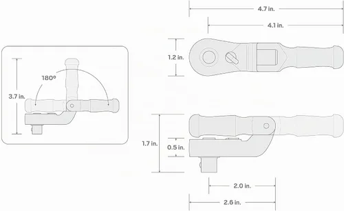Vista 6 de TEKTON Trinquete plegable de liberación rápida, corto y grueso de 3/8 de pulgada SRH35104
