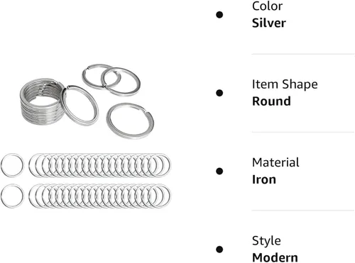 Vista 6 de Llaveros planos 50 piezas 1 pulgada llaveros planos anillos de metal anillos divididos anillo O plano para el hogar coche oficina llaves accesorio