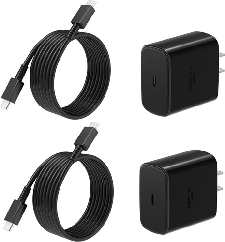 Vista 8 de Bloque de carga súper rápido Samsung de 45 W, paquete de 2 bloques de carga rápida tipo C con cable de carga USB C de 3 pies