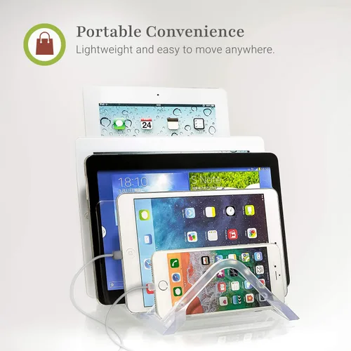 Vista 5 de Prosumer's Choice Organizador universal de carga para 5 tabletas y teléfonos inteligentes, soporte de escritorio para suministros de hogar u