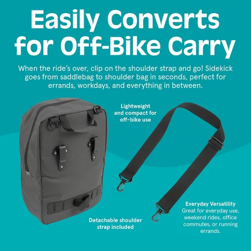 Vista 6 de Retrospec Sidekick Pannier Bike Bag - Waterproof Commuter Pannier with Laptop Sleeve, Reflective Rain Cover & Carry Strap - Eco-Friendly 600D rPET